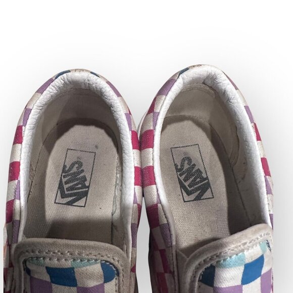 Vans Kids Rainbow Checkerboard Slip-On Canvas Casual Used Sneakers Size Kids 3 - Picture 5 of 16